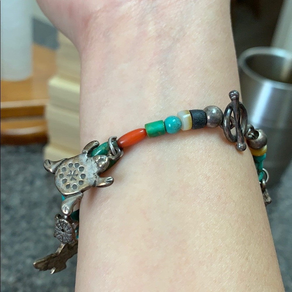 Handmade turquoise bracelet w/ charms - Picture 6 of 6